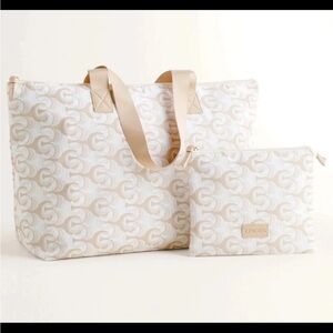 NWT CHICO’S Tote Bag In a Bag Set Of 2 Natural Cream C’s Geometric Print SEALED
